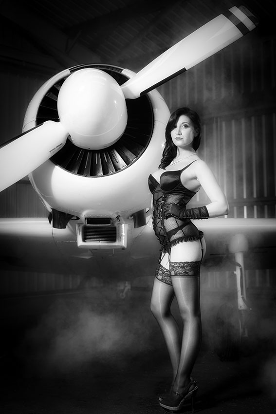 Lingerie Model with Yak 50 for a calendar.