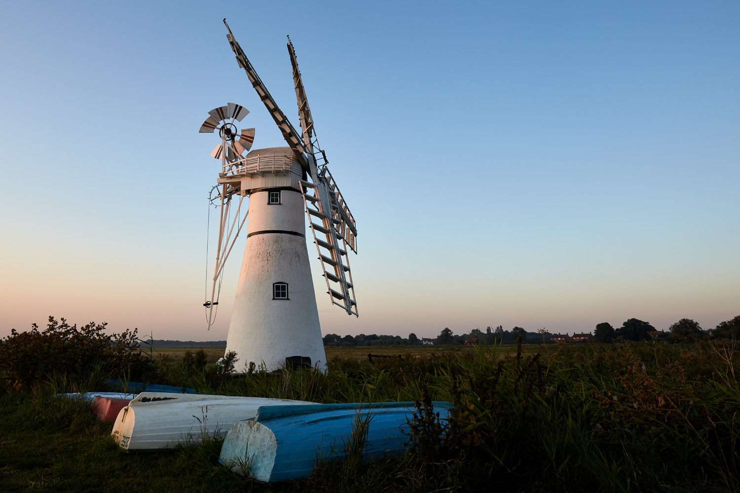 Thurne Mill at sunset in Norfolk.